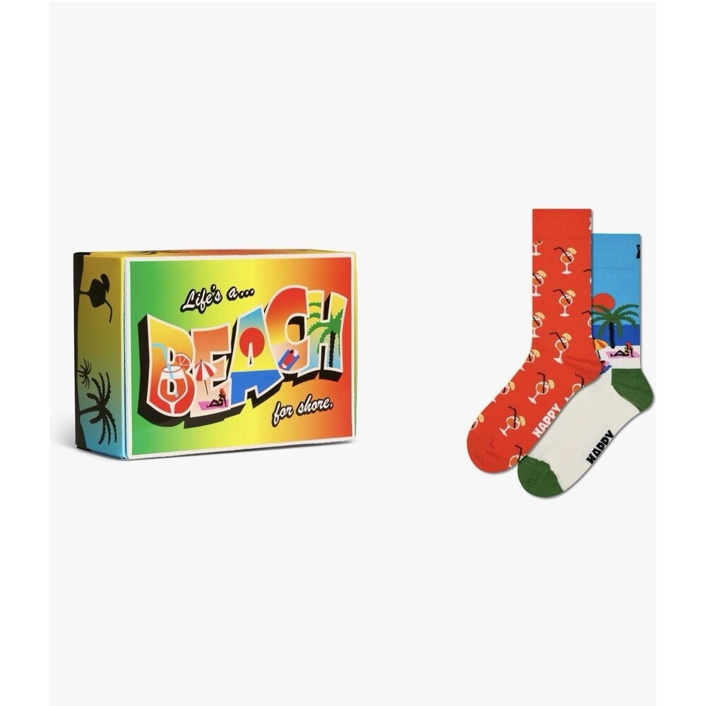 Happy Socks 2-Pack Gift Set, Beach Life, Adult Unisex Size 36-40